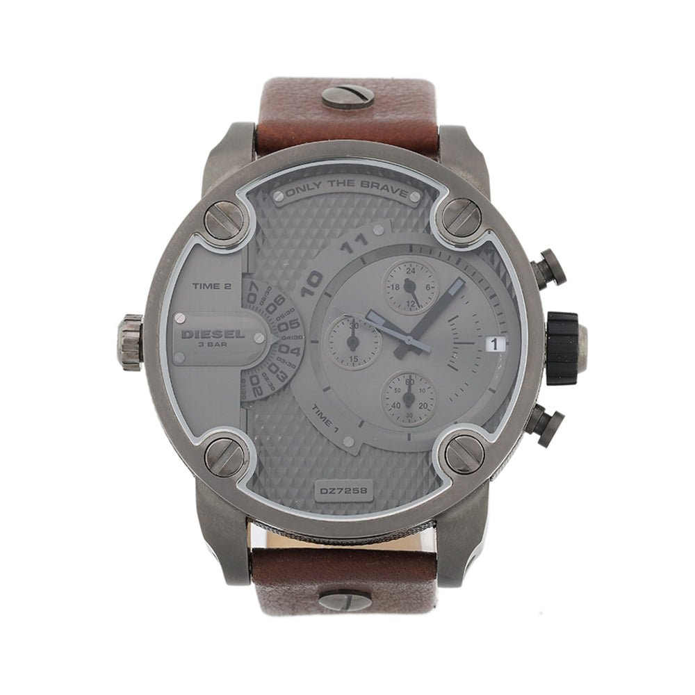 Diesel DZ7258 Little Daddy SBA Men's Watch – Grey Dial & Brown Leather Strap