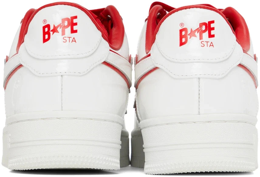 A Bathing Ape Bape Sta  "Patent Leather White Red"