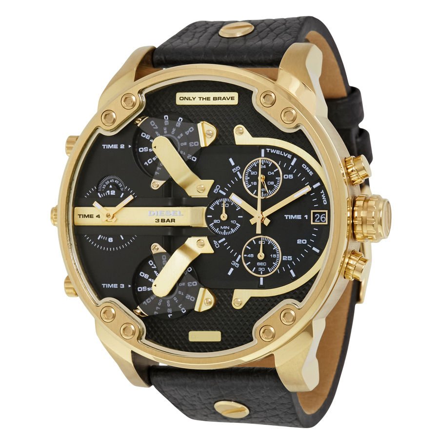 Diesel DZ7371 Mr. Daddy Chronograph Men's Watch – Black Dial & Black Leather Strap