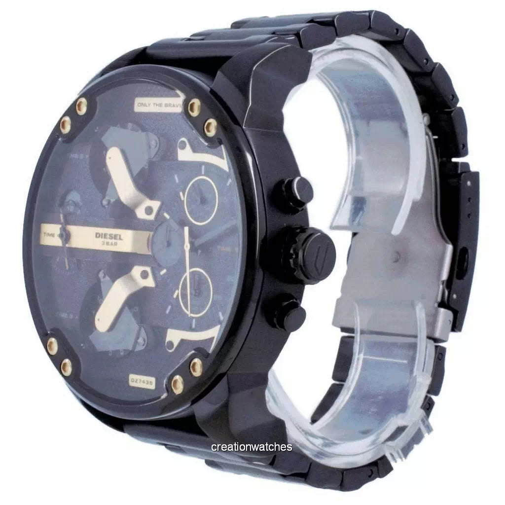 Diesel DZ7435 Mr. Daddy 2.0 Chronograph Men's Watch – Black Dial & Black Stainless Steel Strap