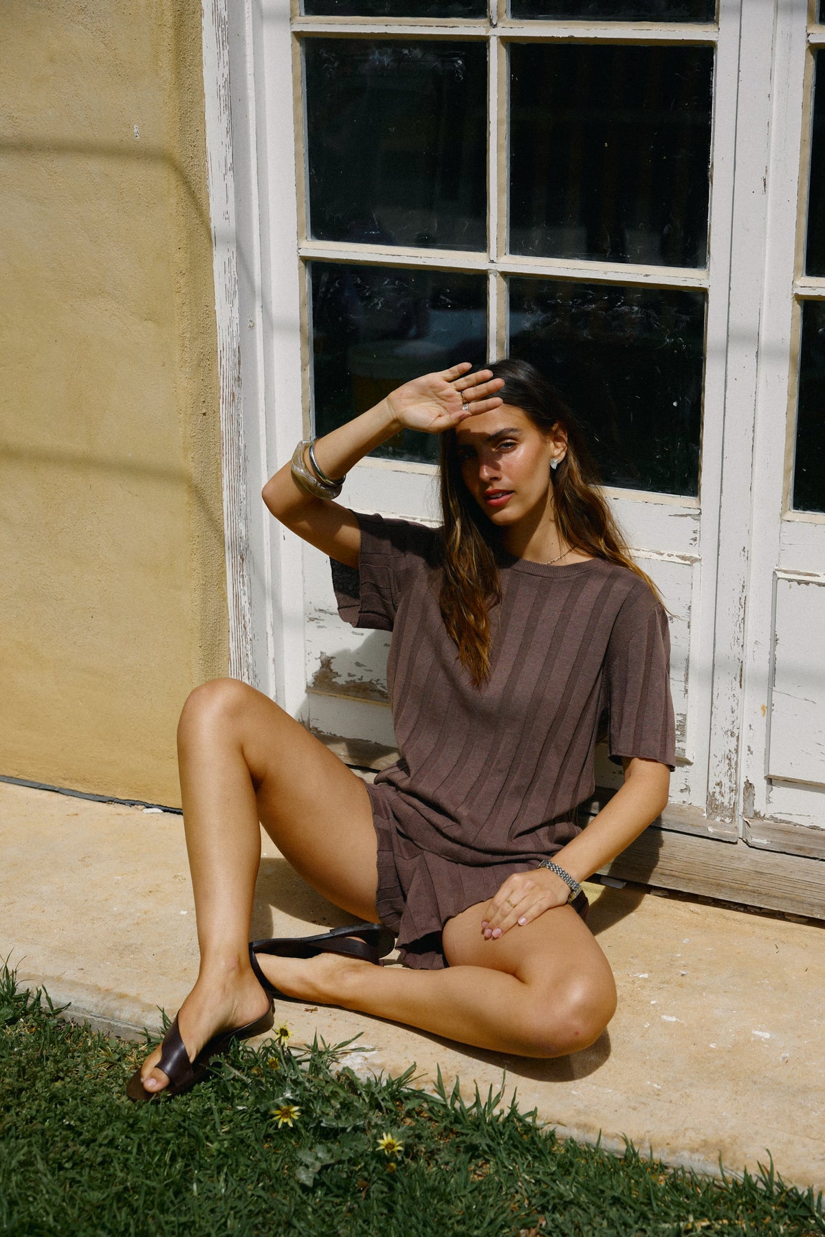 Amara Relaxed Knit T Shirt Espresso