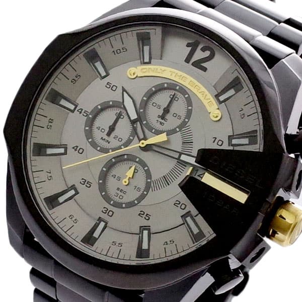 Diesel DZ4479 Mega Chief Chronograph Men's Watch – Grey Dial & Black Steel Strap