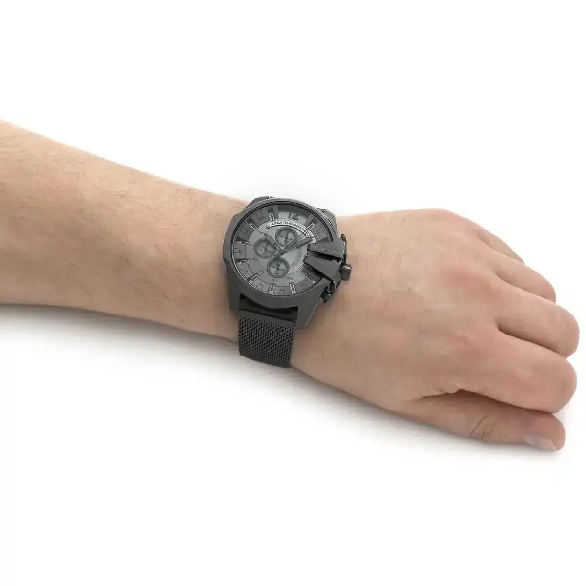Diesel DZ4527 Mega Chief Chronograph Men's Watch – Black Dial & Black Mesh Strap