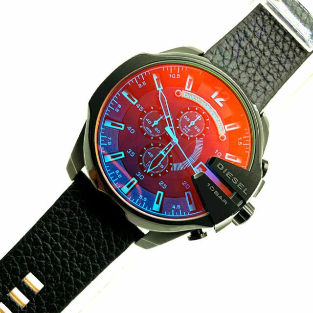 Diesel DZ4323 Mega Chief Chronograph Men's Watch – Black Dial & Black Leather Strap